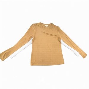 Cyrus Essentials. “Cyrus NYC” Camel/Tan. Long Sleeve Top. Crew Neck)